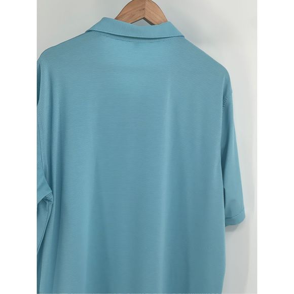 Peter Millar Polo Golf Shirt Men XL Blue Striped Short Sleeve Yellow‎ Flag - Picture 11 of 13